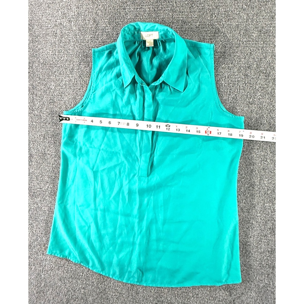 Ann Taylor Loft Teal Green Sleeveless Button Front Blouse Top Small - Picture 5 of 5